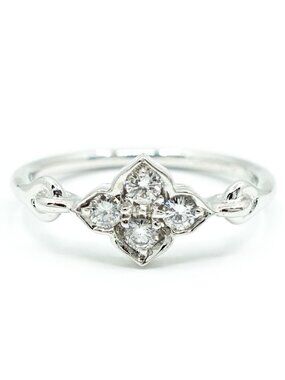 Cartier 18k White Gold Hindu Diamond Ring Pinky